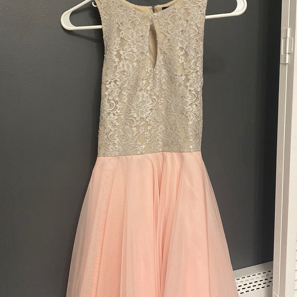 Pink and silver dress with flower detail